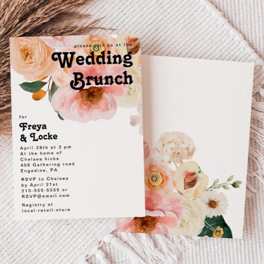 Floral coloré gras | Mariage Brunch Invitation