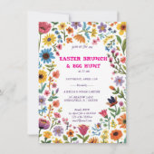 Floral Colorful Easter BRUNCH & HUNT Kaart (Voorkant)