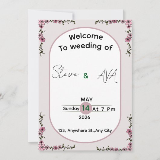 Floral Colorful Elegant Wedding Invitation Kaart (Voorkant)