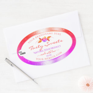 Floral Colorful Glitter White Product Labels Logo