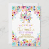Floral Colours Unicorn Invitations Anniversaire (Devant)