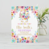 Floral Colours Unicorn Invitations Anniversaire (Debout devant)