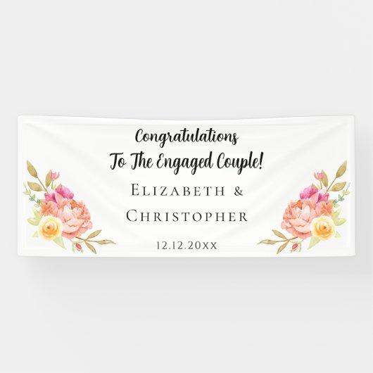 Floral Congratulations Engagement Party Spandoek (Horizontaal)