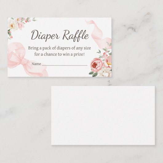 Floral Coquette Baby in Bloom Luier Raffle Informatiekaartje (Voorkant / Achterkant)