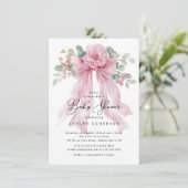 Floral Coquette Bow Baby shower Kaart (Staand voorkant)