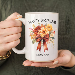 Floral Coquette Bow joyeuse Mug d'anniversaire pou