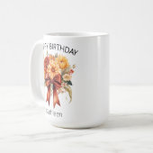 Floral Coquette Bow joyeuse Mug d'anniversaire pou (Devant gauche)