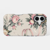 Floral Coquette patroon iPhone 16 Hoesje (Achterkant horizontaal)