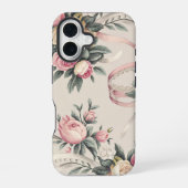 Floral Coquette patroon iPhone 16 Hoesje (Achterkant)