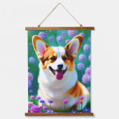 Floral Corgi Hangend Wandkleed (Voorkant)
