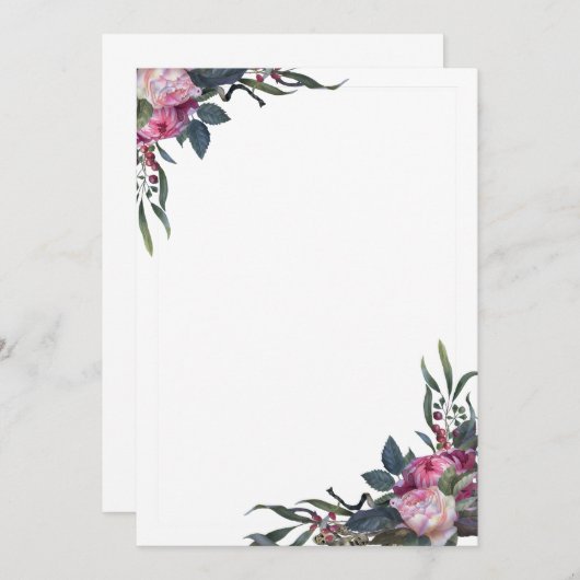 Floral Corners Sjabloon Kaart (Voorkant / Achterkant)