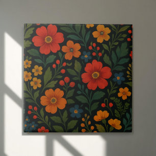 Floral Cottagecore Dark Whimsical Antiek Tegeltje