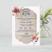 Floral Cottcore Afstuderen verpleegschool Kaart (Staand voorkant)