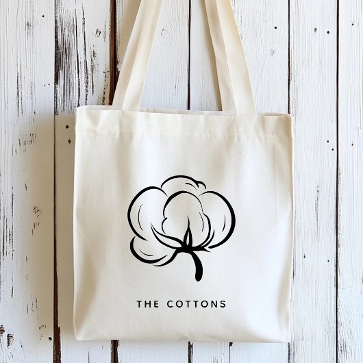 Floral Cotton Boll Personalized Tote Bag