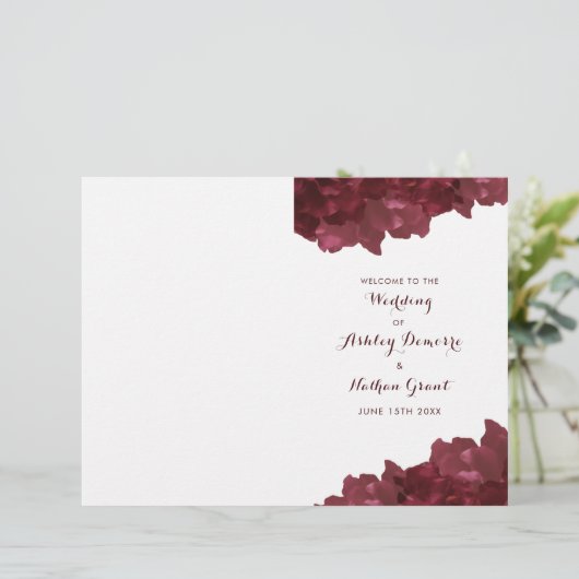 floral couleur vin - programme de mariage (Debout devant)