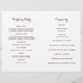 floral couleur vin - programme de mariage (Dos)