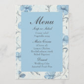 Floral Country Garden Dusty Blue Mariage Menu (Devant)
