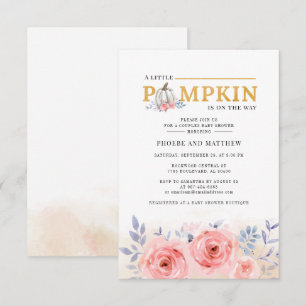Floral Couples Baby shower Waterverf Pumpkin Herfs Kaart