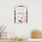 Floral Cow Cow Imprimer Affiche de bienvenue de fê (Cuisine)
