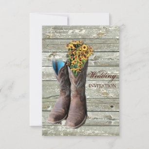 floral cowboy laarzen western land bruiloft kaart