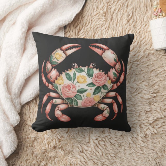 Floral Crab Art Coastal Design Kussen (Deken)