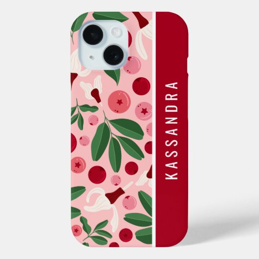 Floral Cranberries Aangepaste gepersonaliseerde na Case-Mate iPhone Case (Achterkant)