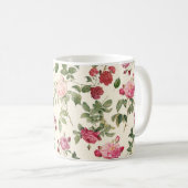  Floral Cream Pink Rose Koffiemok (Voorkant rechts)