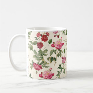 Floral Cream Pink Rose Koffiemok