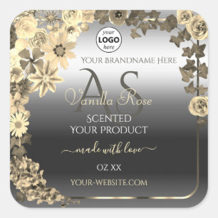 Floral Crème Argent Produit Étiquettes Monogramme
