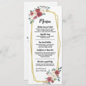 Floral crème rouge de réception de mariage de menu (Devant / Derrière)