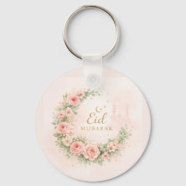 Floral Crescent Eid Mubarak Keychain– Soft Pink & Sleutelhanger
