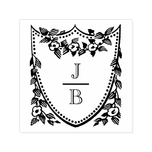 Floral Crest 2 Initial Wedding Monogram #2CA-ND Zelfinktende Stempel (Design)