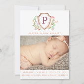 Floral Crest Baby Girl Faire-part de naissance (Devant)