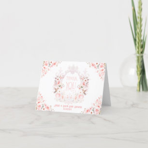 Floral Crest Blush Pink Het is een meisje Baby sho Bedankkaart