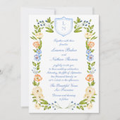 Floral Crest Frame Wedding Invitation (Devant)