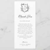 Floral Crest Monogram bruiloft dank u plaats kaart (Voorkant)