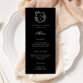 Floral Crest Monogram Bruiloft Flat Menu