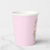 Floral Crest Monogram Roze Baby shower Papieren Bekers (Rechts)