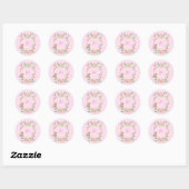 Floral Crest Monogram Roze Ronde Sticker (Vel)