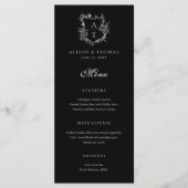 Floral Crest Monogramme Mariage plat menu (Devant)