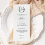 Floral Crest Monogramme Mariage plat menu<br><div class="desc">Monogramme de crête florale menu mariage.</div>