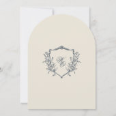  Floral Crest Navy Blue Monogram Arch Kaart (Achterkant)