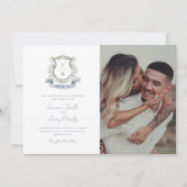 Floral Crest Waterverf Monogram Bruiloft Kaart (Voorkant)