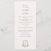 Floral Crest Waterverf Monogram Bruiloft Programma (Voorkant)