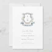 Floral Crest Wedding Save The Date (Voorkant)
