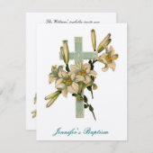 Floral Cross Baptism Uitnodiging (Voorkant / Achterkant)