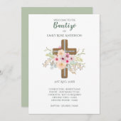 Floral Cross BAUTIZO Bautismo Baptism Programme (Devant / Derrière)