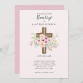 Floral Cross BAUTIZO Bautismo Baptism Programme (Devant / Derrière)