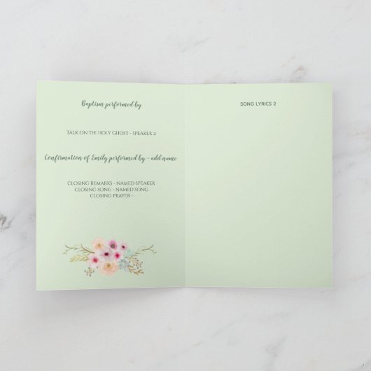Floral Cross BAUTIZO Bautismo Baptism Programme (Intérieur)