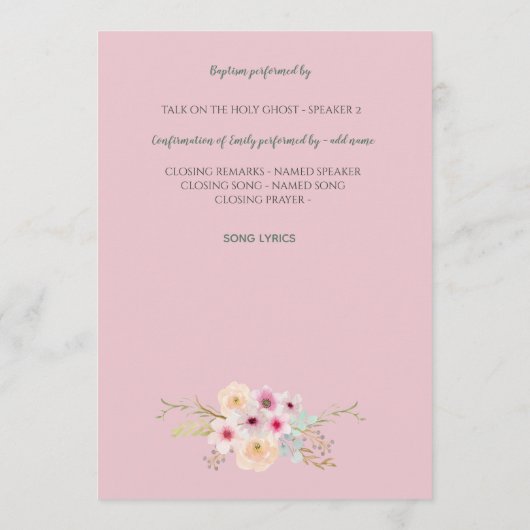 Floral Cross BAUTIZO Bautismo Baptism Programme Programma (Achterkant)